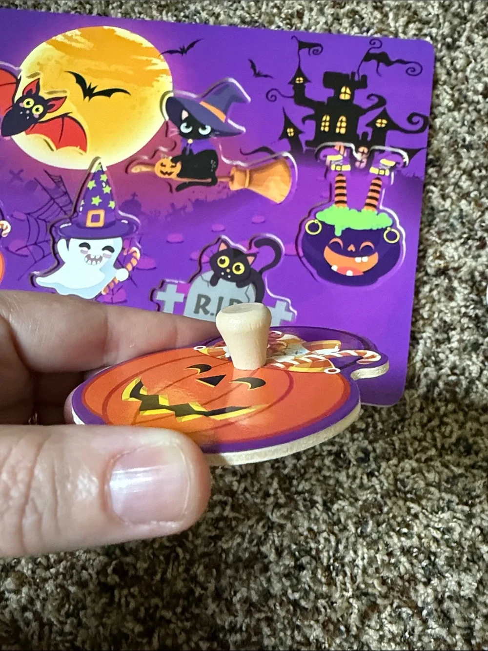 Halloween Puzzle Play Set for Kids - Purple & Orange